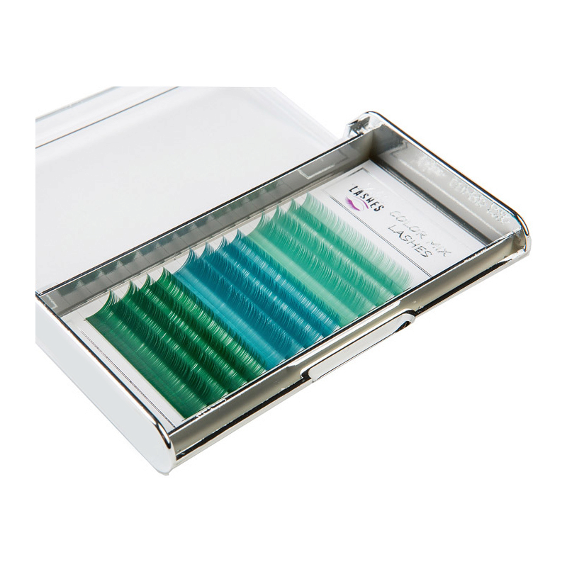 Looksus Lashes Color Mix 0,10 kolorowe rzęsy do przedłużania Grass, skręt D, 1 opak.