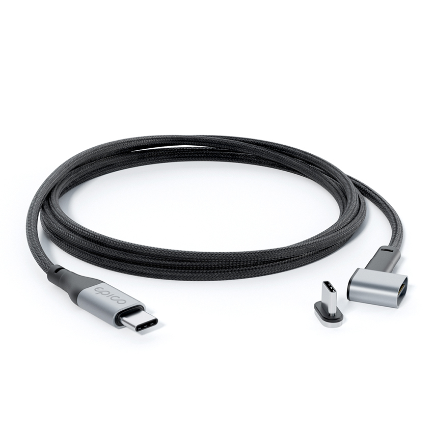 Epico Magnetic Braided USB-C 2m Space Grey - kabel USB-C na USB-C z magnetyczną końcówką