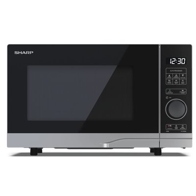 Kuchenka mikrofalowa SHARP YC-PS204AE-S 700W średnica 24.5 cm pojemność 20L EcoMode Auto Defrost Weight Defrost Czarno-srebrny