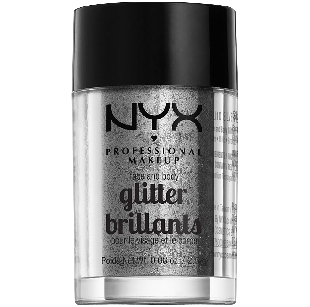 NYX Professional Makeup Face And Body Glitter brokat do twarzy i ciała silver, 2,5 g
