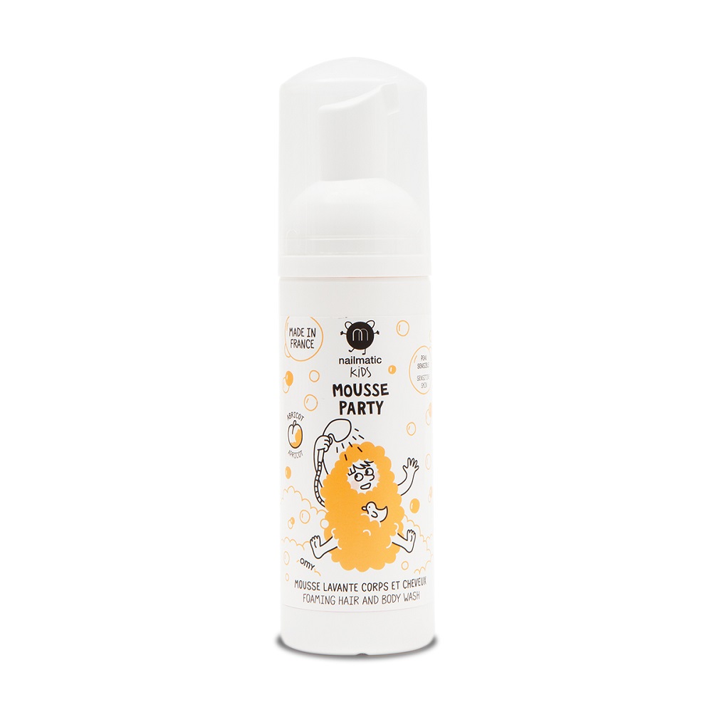 Nailmatic Kids Mousse Party mus do mycia ciała i włosów dla dzieci Apricot, 150 ml