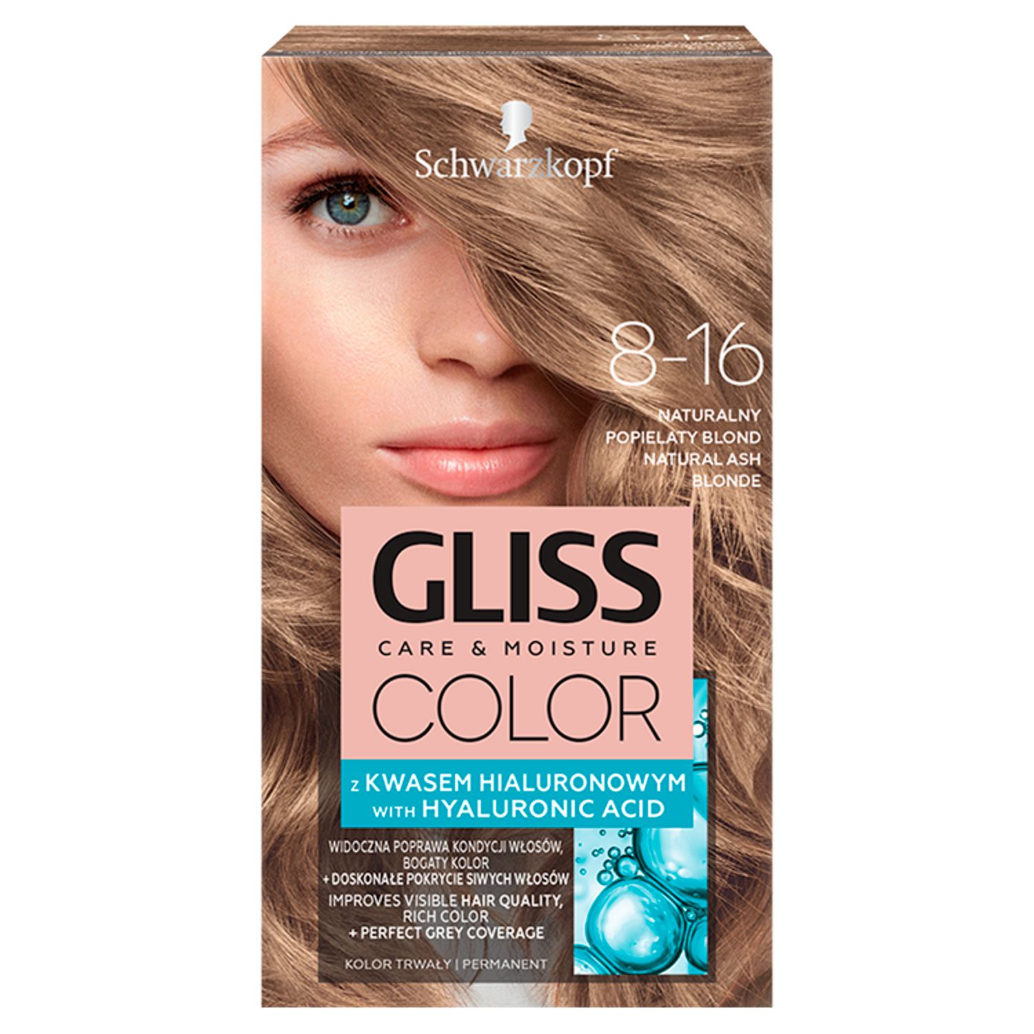 Gliss Color farba do włosów 8-16 naturalny popielaty blond, 1 opak.