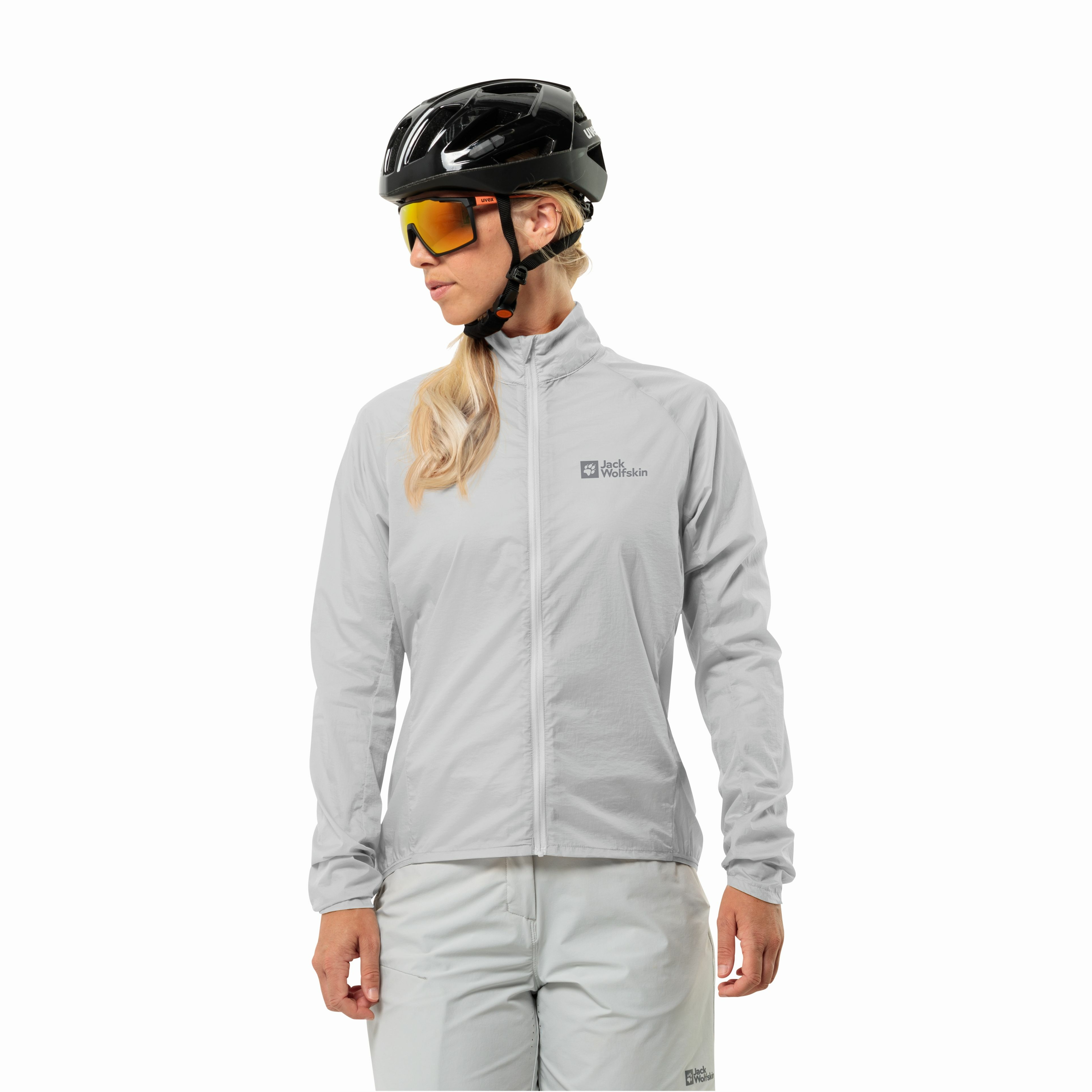 Damska kurtka przeciwwiatrowa na rower Jack Wolfskin GRAVEX WIND JKT W cool grey - L Damska kurtka przeciwwiatrowa na rower Jack Wolfskin GRAVEX WIND JKT W cool grey - L