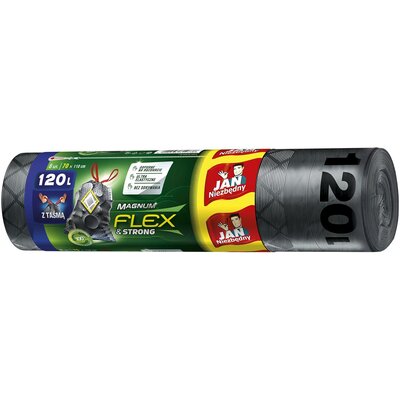 Worki na śmieci JAN NIEZBĘDNY Magnum Flex & Strong 120L (8 sztuk) Czarny