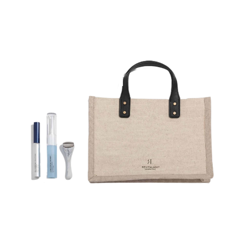 RevitaLash zestaw do pielęgnacji brwi: odżywka do rzęs, 3,5 ml + maska do rzęs i brwi, 5 ml + roller do okolic oczu, 1 szt. + lniano-bawełniana tor...