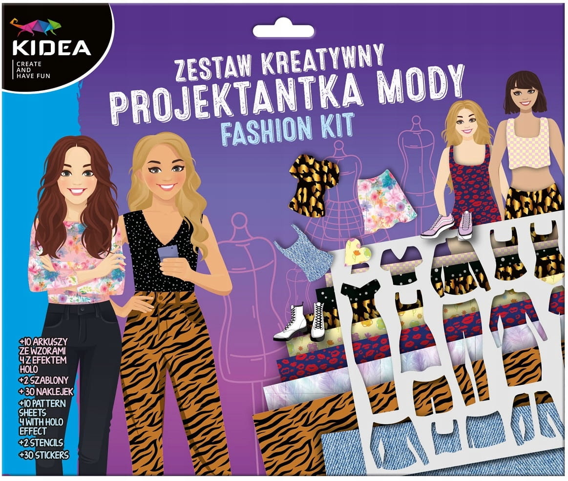 KIDEA zestaw kreatywny projektantka mody z szablonami 10 arkuszy