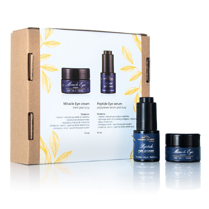 Natural Secrets Premium zestaw Perfect Eye: peptydowe serum pod oczy, 15 ml + krem pod oczy, 15 ml