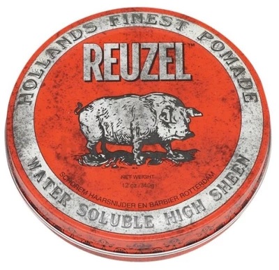 Reuzel Red Water Soluble High Sheen mocno nabłyszczająca i średnio utrwalająca pomada do włosów, 340 g