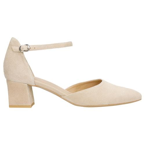 Wojas Eleganckie Beżowe Czółenka Z Cieniutkim Paskiem