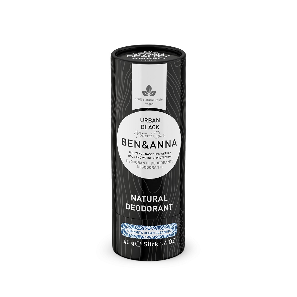 Ben&Anna naturalny dezodorant na bazie sody sztyft kartonowy Urban Black, 40 g