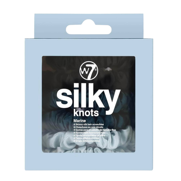 W7 Silky Knots 6 jedwabne gumki do włosów Marine, 6 szt./1 opak.