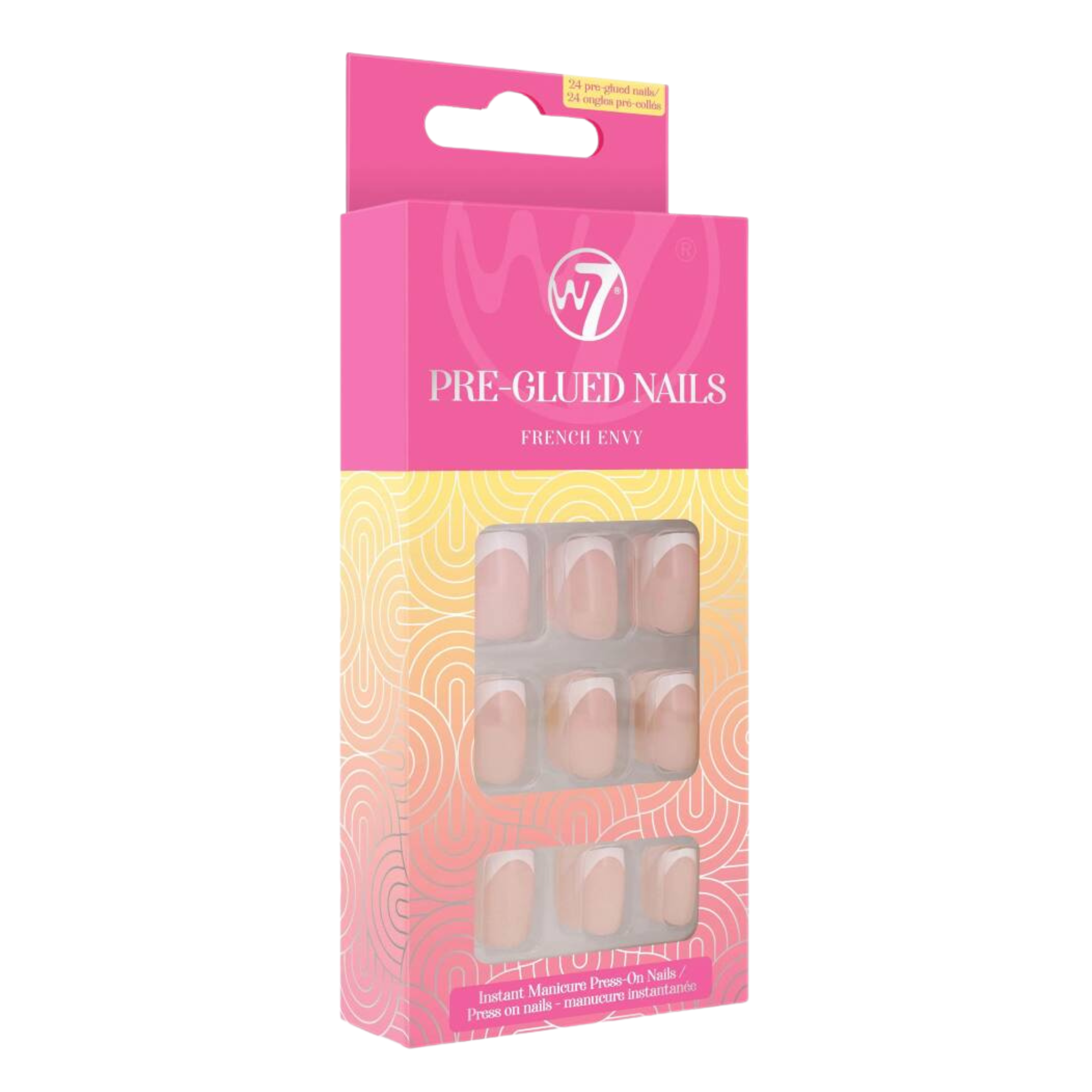 W7 Pre-Glued Nails samoprzylepne paznokcie french envy, 24 szt./1 opak.