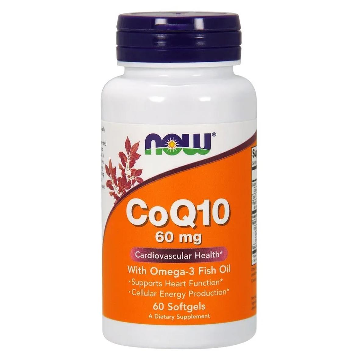 Now Foods suplement diety koenzym Q10 60mg + Omega 3, 60 kaps./1 opak.