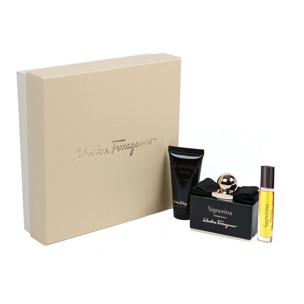 Salvatore Ferragamo Signorina Misteriosa zestaw damski: woda perfumowana, 100 ml + woda perfumowana, 10 ml + balsam do ciała, 50 ml