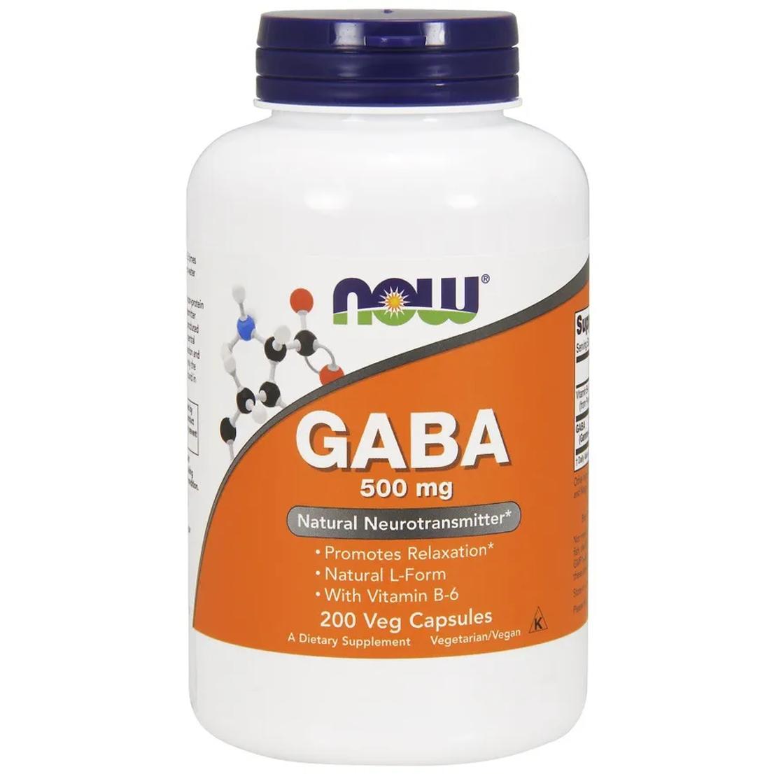 Now Foods suplement diety GABA z witaminą B6, 500mg, 200 kaps./1 opak.