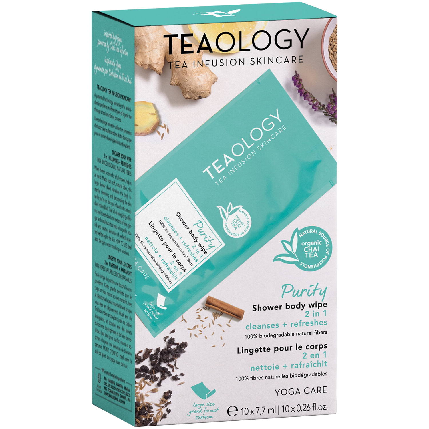 Teaology Yoga chusteczki oczyszczające do twarzy, 1 opak.