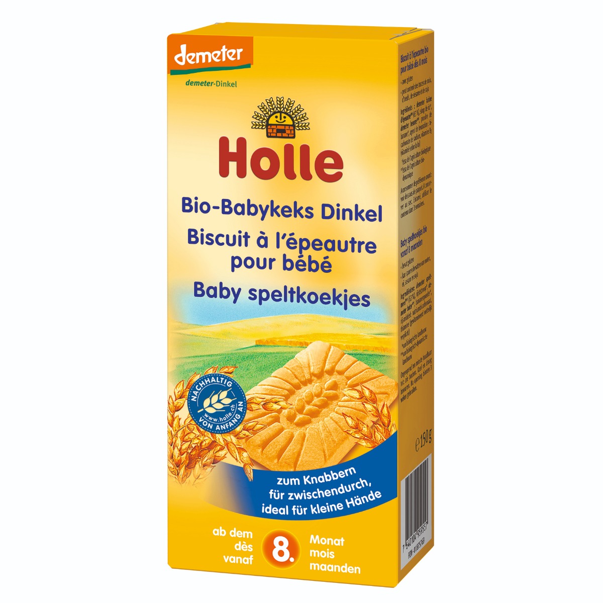 Holle BIO Keksy orkiszowe dla niemowląt powyżej 8. miesiąca życia, 150 g