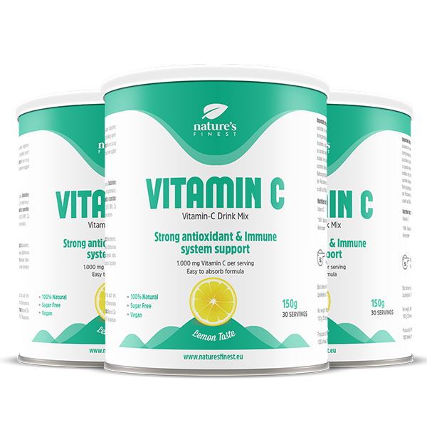 Nature's Finest Vitamin-C zestaw: suplement diety z witaminą C, 3x150 g