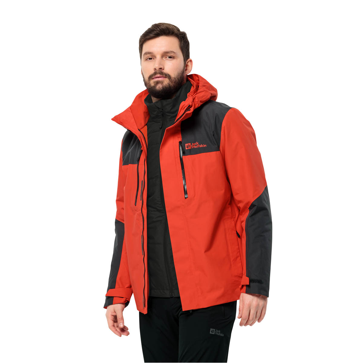 Męska kurtka  Jack Wolfskin JASPER 3IN1 JKT M strong red - XL