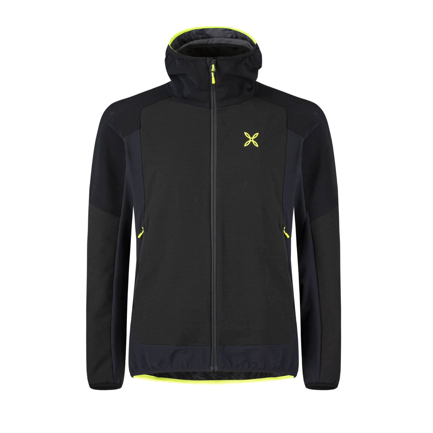 Męska kurtka softshellowa Montura Premium Wind Hoody Jacket nero/giallo fluo - L