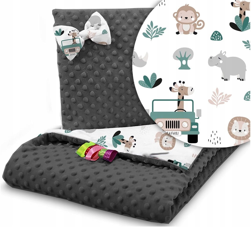 Babymam komplet do wózka minky kocyk + poduszka