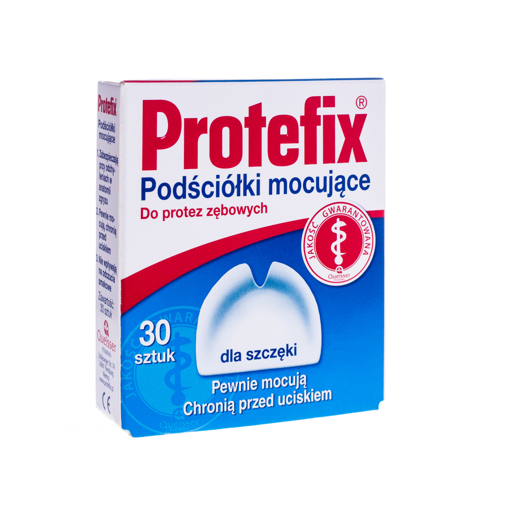 Protefix, podściółki mocujące do protez zębowych do szczęki, 30 sztuk