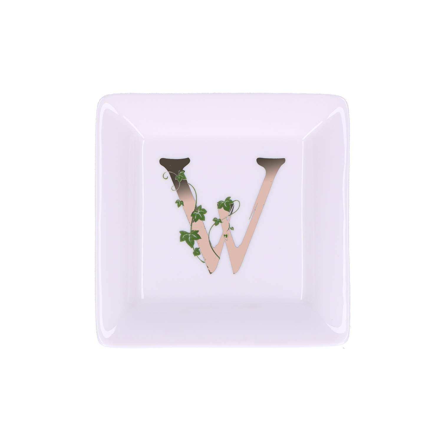 La Porcellana Bianca - Talerzyk kwadratowy z literą W 10 cm Adorato