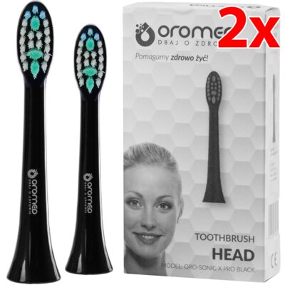 Oryginalna końcówka szczoteczki OROMED Oro-Sonic X Pro Czarny (2 sztuki) (Wybielanie zębów)