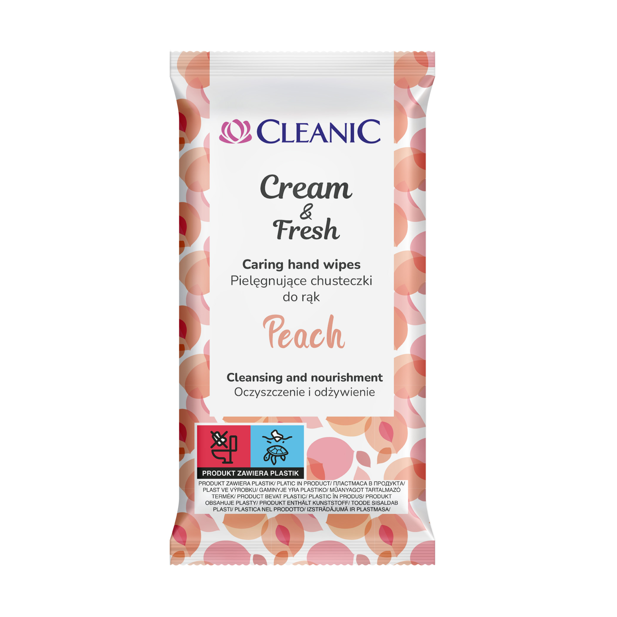 Cleanic Cream&Fresh chusteczki do rąk brzoskwinia, 15 szt./1 opak.