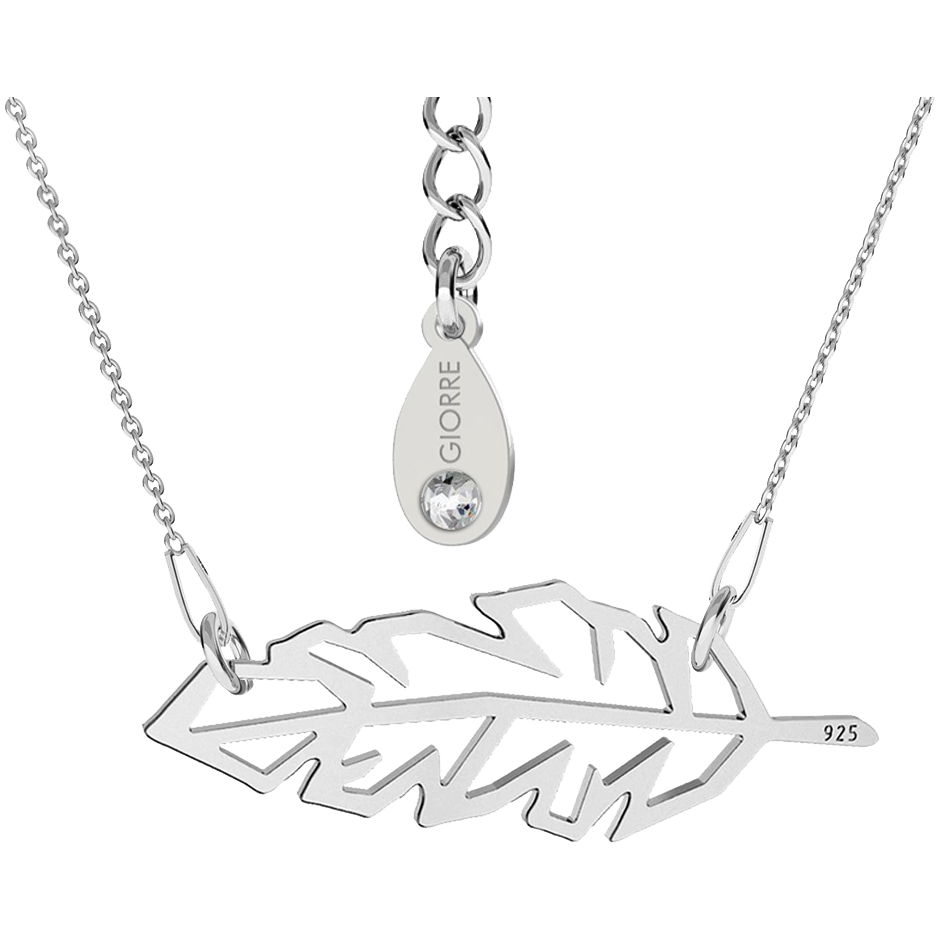 Giorre Piórko naszyjnik ze srebra próby 925 z kryształem Swarovskiego, 1 szt.