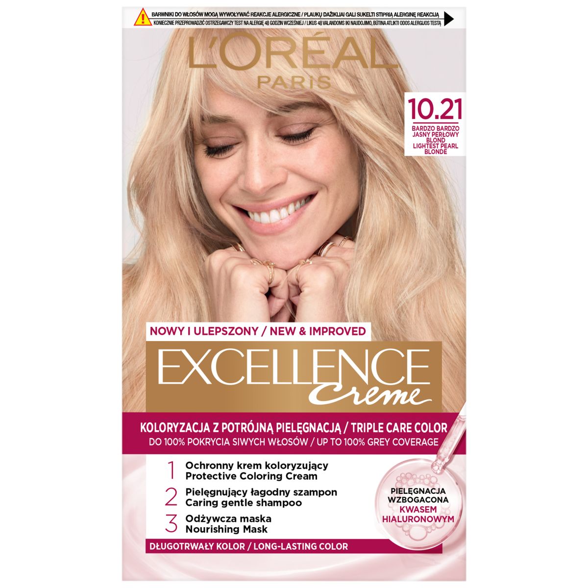 L'Oréal Paris Excellence Creme farba do włosów 10.21 bardzo bardzo jasny perłowy blond, 1 opak.