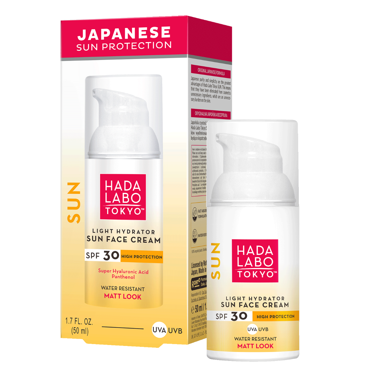 Hada Labo Tokyo Sun wodoodporny nawilżający krem do twarzy SPF 30, 50 ml