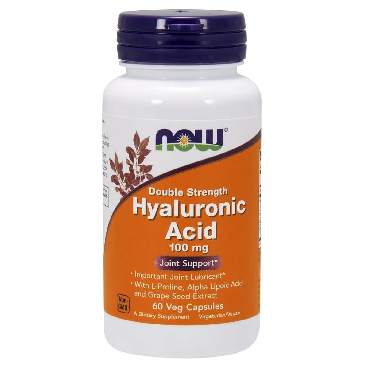 Now Foods Hyaluronic Acid suplement diety kwas hialuronowy 100mg, 60 kaps./1 opak.