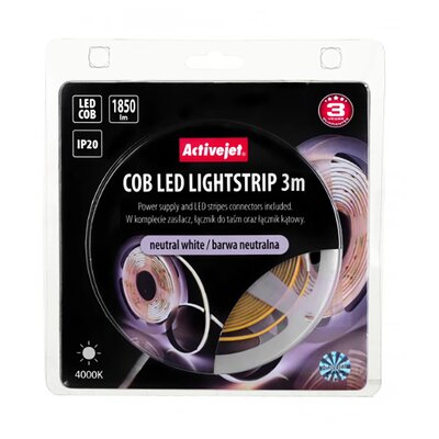 Taśma LED ACTIVEJET AJE-COB Neutralna biel 3 m