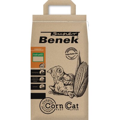 Żwirek dla kota SUPER BENEK Corn Cat Classic Świeża Trawa 14 L