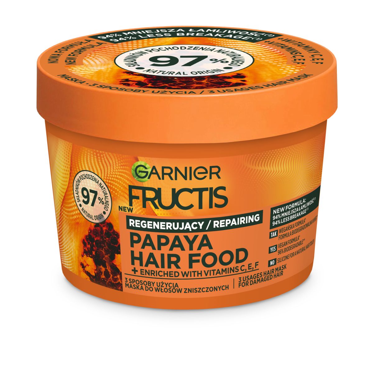 Garnier Fructis Papaya Hair Food maska do włosów zniszczonych, 400 ml