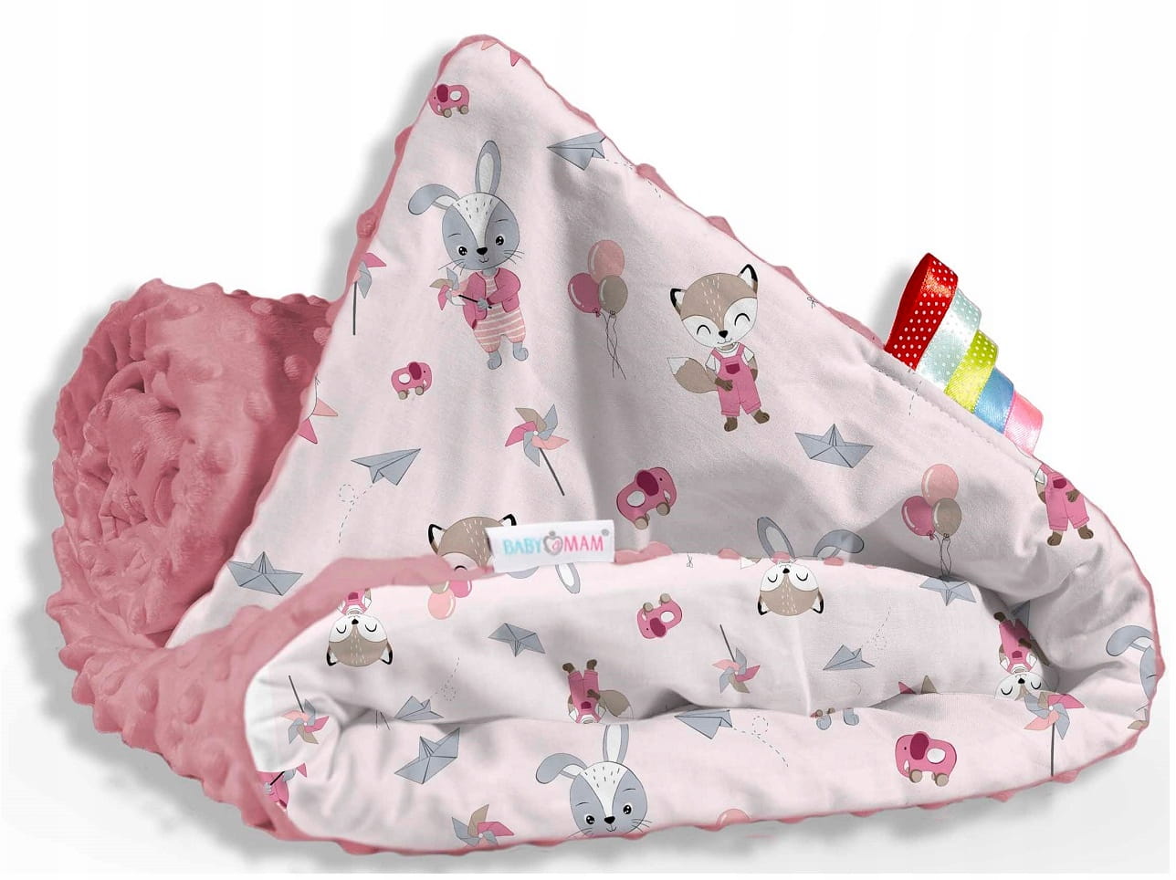 Babymam kocyk dwustronny minky bawełna 75x100cm