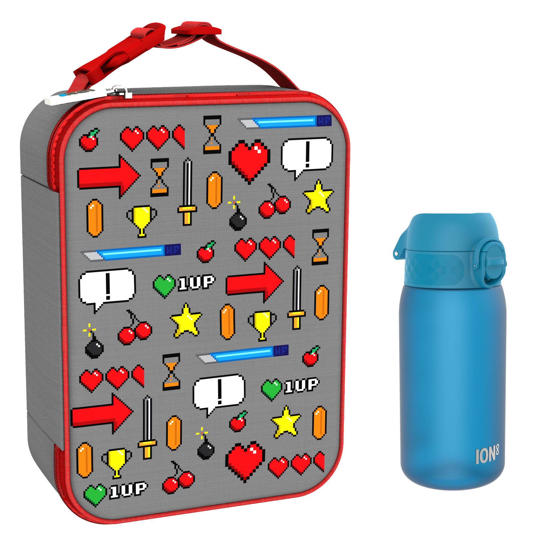Ion8 zestaw: lunchbag Gamer, 1 szt. + bidon na wodę, poj. 0,4 l, 1 szt.