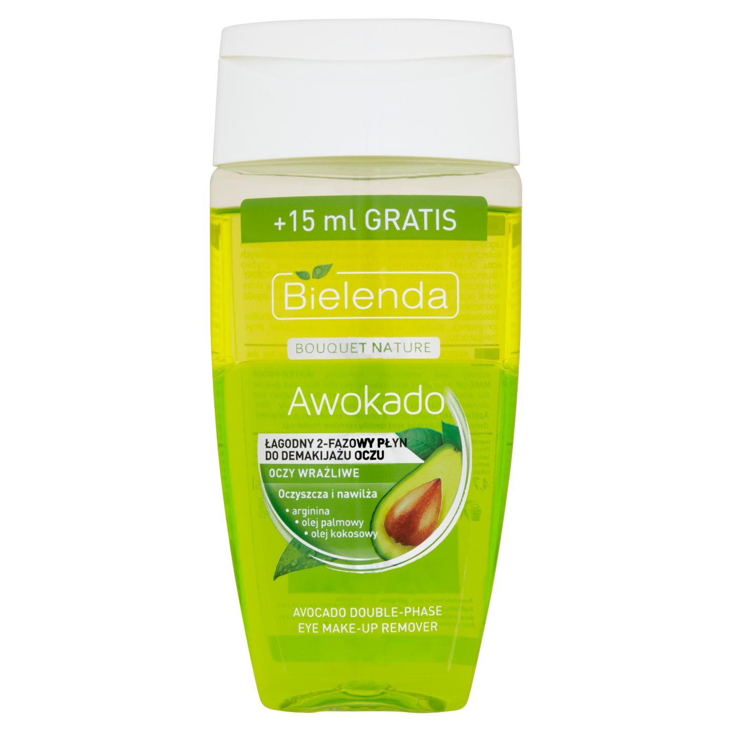 Bielenda Bouquet Nature Awokado łagodny 2-fazowy płyn do demakijażu oczu, 140 ml