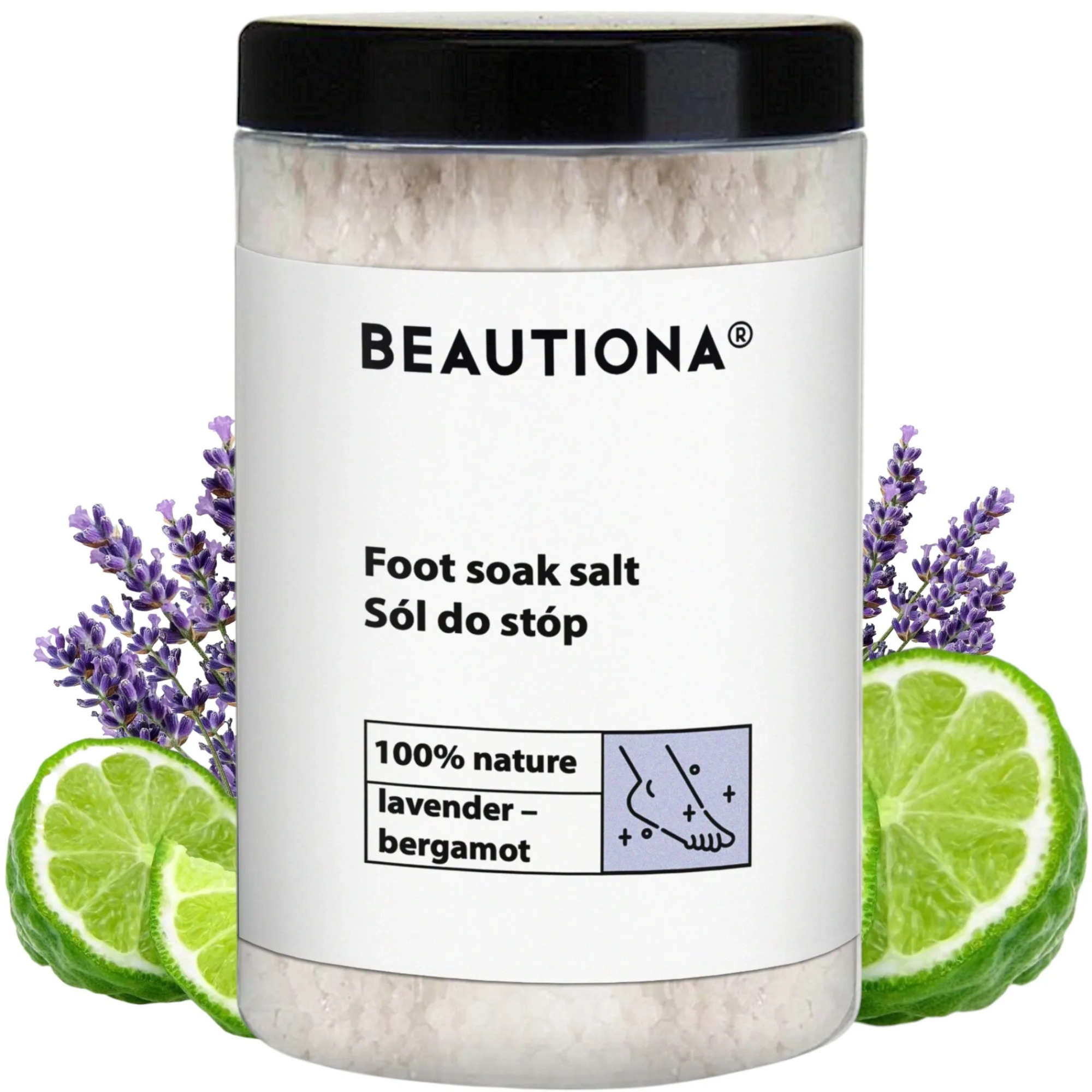 Beautiona sól do stóp Lawenda & Bergamotka z solą Epsom, 500 g
