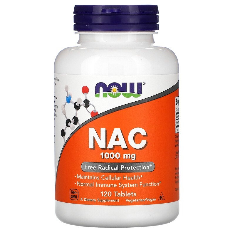 Now Foods NAC 1000mg suplement diety NAC N-Acetyl Cysteina, 1000mg, 120 tabl./1 opak.
