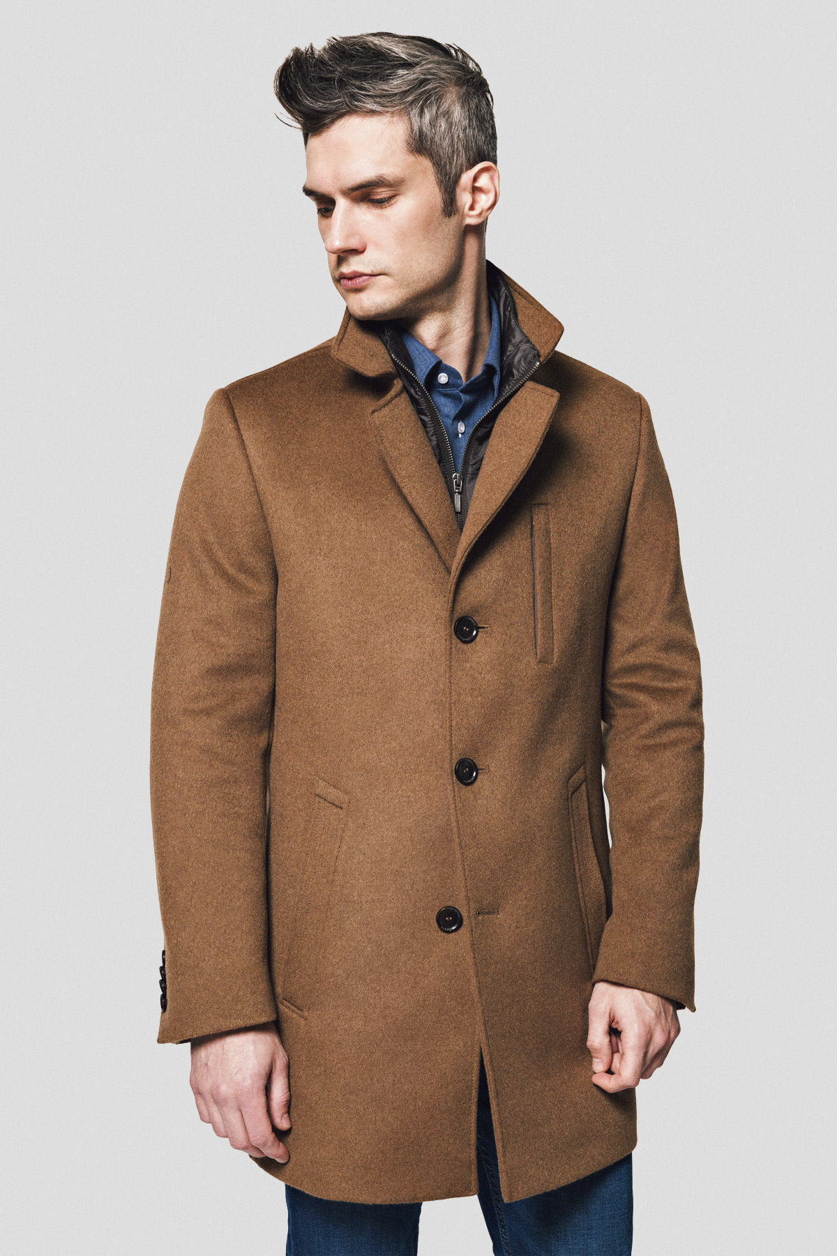 Lancerto Płaszcz Beżowy z Wełną Engelberg