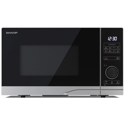 Kuchenka mikrofalowa SHARP YC-PS254AE-S 900W średnica 27 cm pojemność 25L EcoMode Auto Defrost Weight Defrost Srebrno-czarny