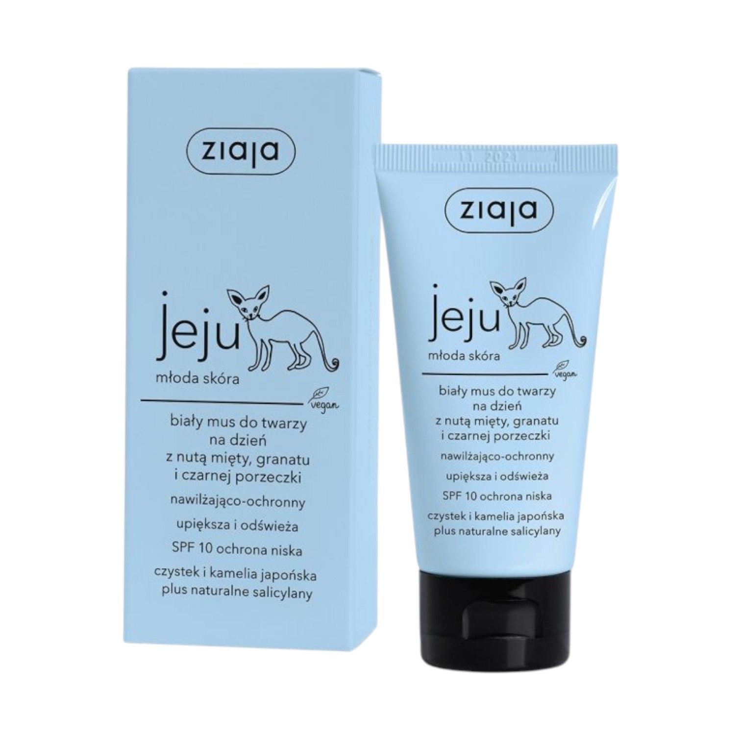 Ziaja Jeju biały mus do twarzy na dzień z nutą mięty, 50 ml