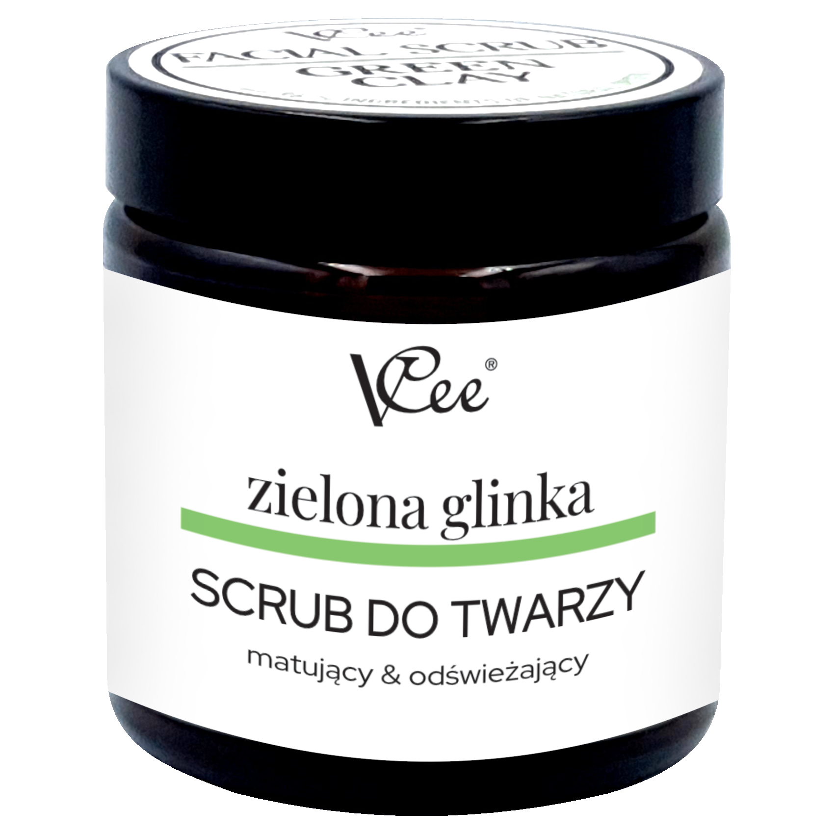 Vcee peeling do twarzy z zieloną glinką, 100 ml