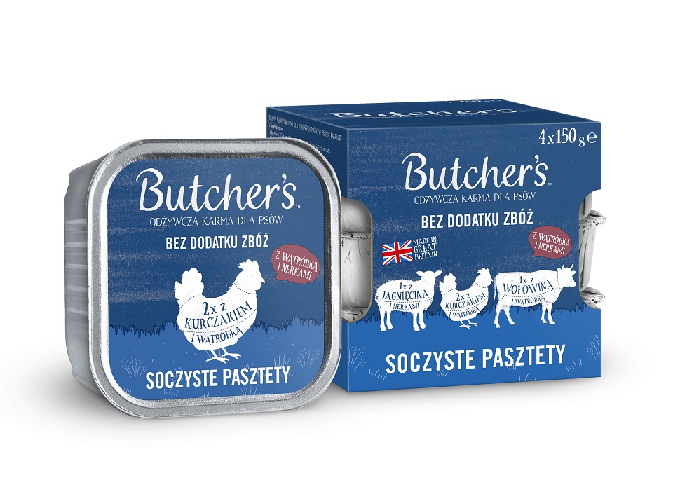 BUTCHER'S Original Soczyste pasztety Mix smaków z wątróbką lub nerkami 4x150 g