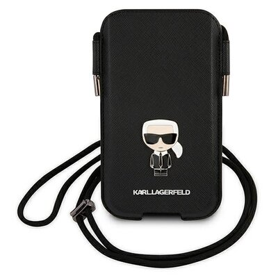 Etui KARL LAGERFELD Saffiano Ikonik Karl's do Apple iPhone Czarny