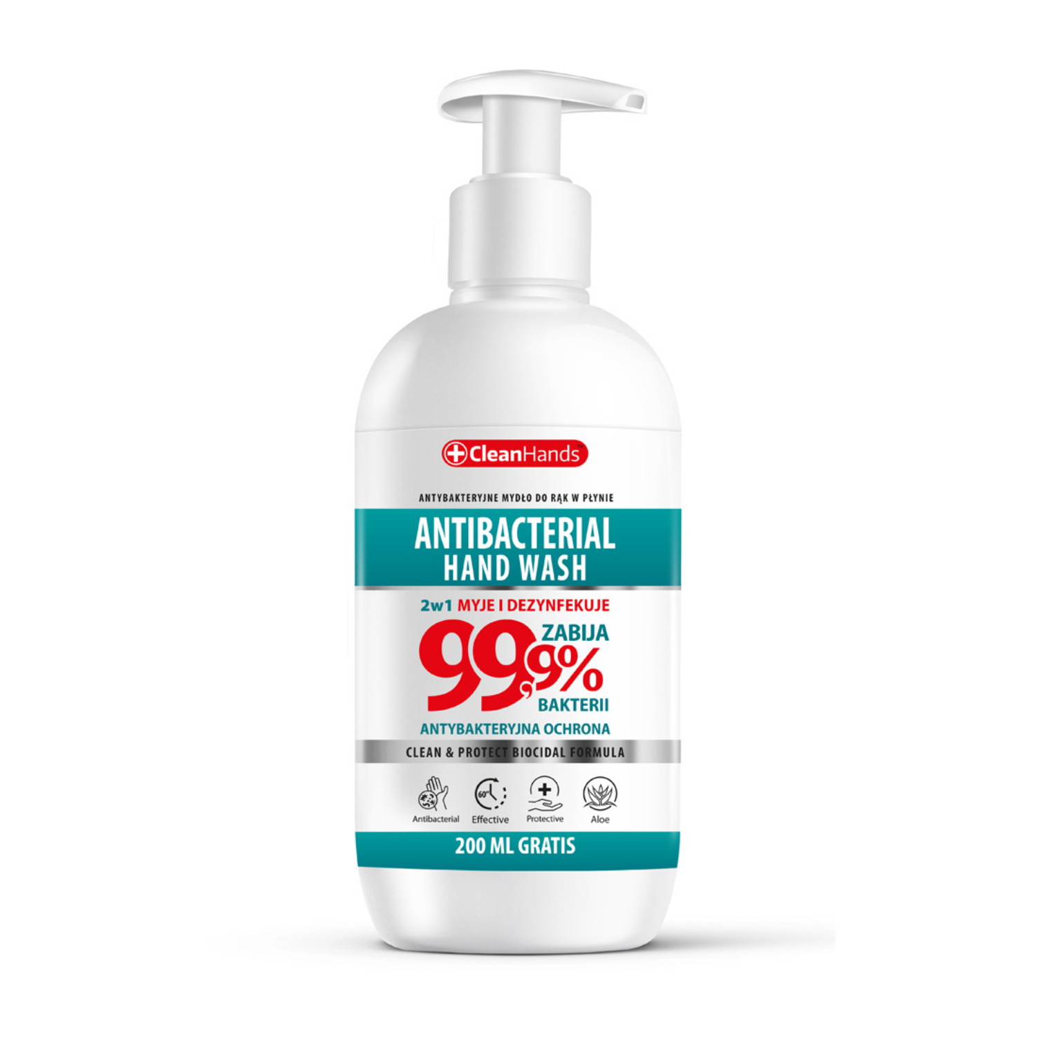 CleanHands mydło antybakteryjne do rąk BIO formuła 99,9%, 300 ml + 200 ml gratis