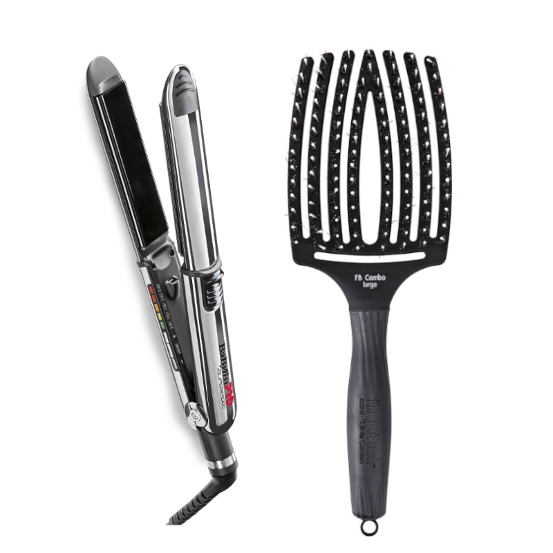 Babyliss Pro Elipsis and Finger Brush Combo zestaw do włosów: prostownica do włosów 31mm - czarna, 1 szt. + szczotka do rozczesywania i masażu, roz...