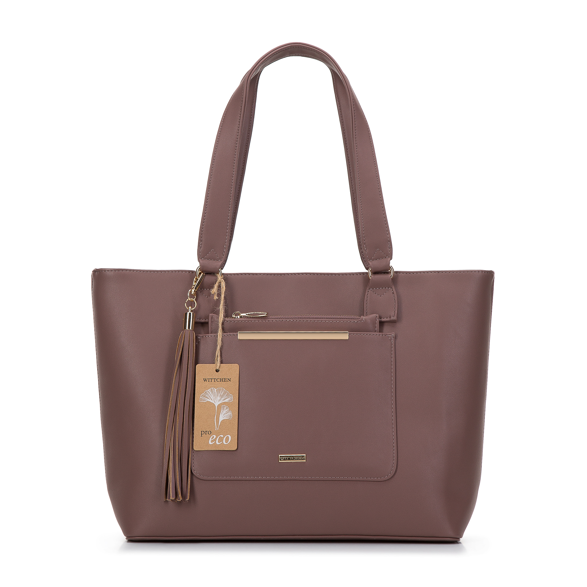 Torebka shopperka z wyjmowanym etui pro-eco zgaszony fiolet